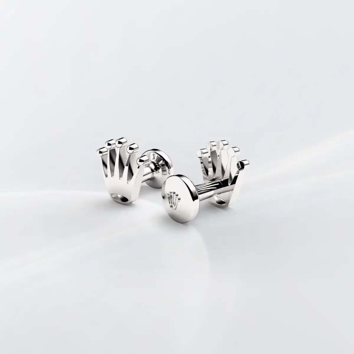 Rolex ‘Crown’ cufflinks in White gold, A1019 - Swiss Time Square