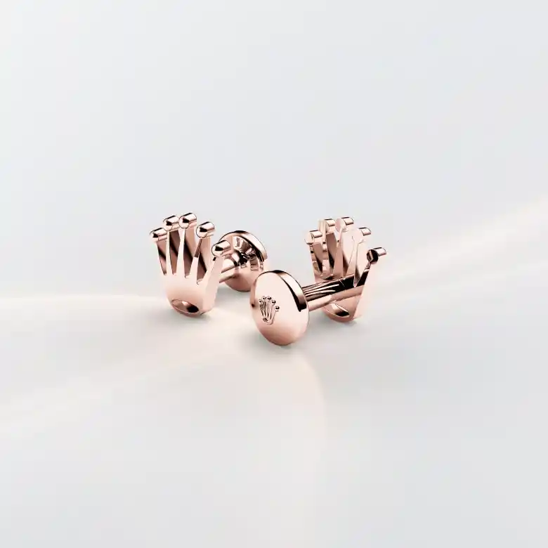 Rolex ‘Crown’ cufflinks in Everose gold, A1015 - Swiss Time Square