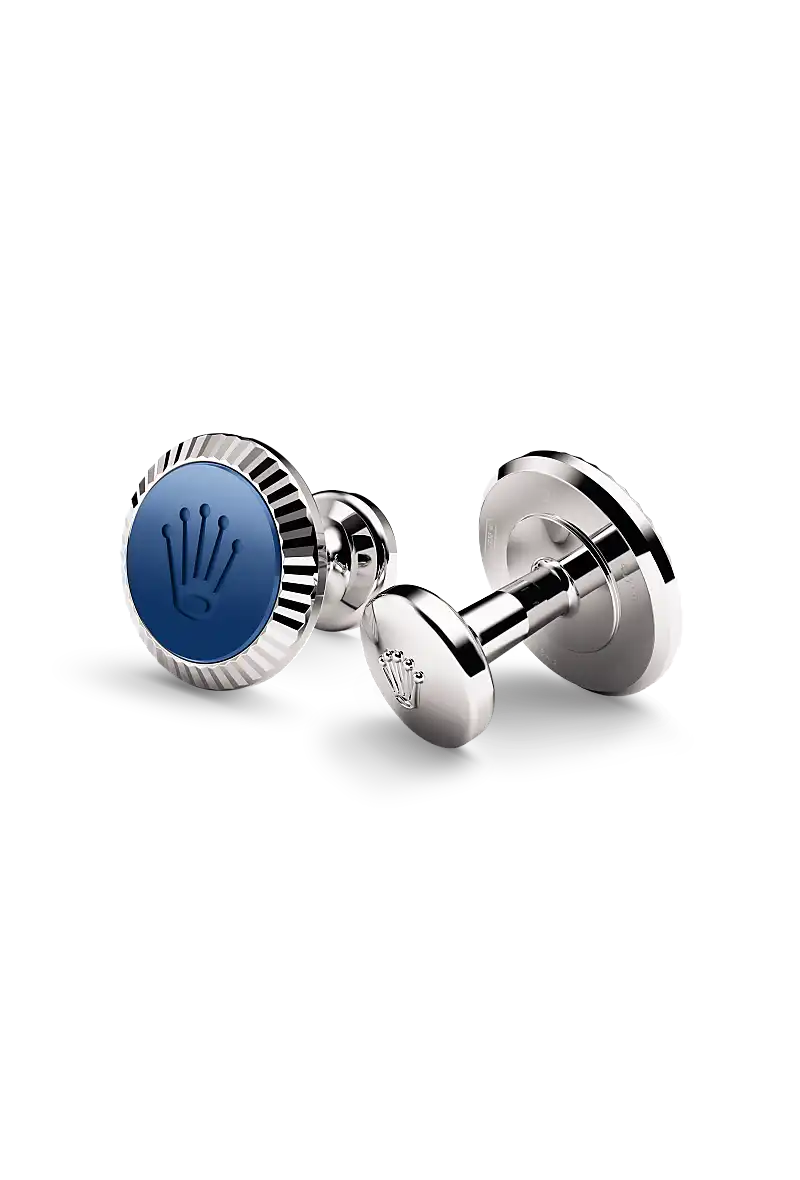 Rolex ‘Fluted’ cufflinks in White gold, A1039 - Swiss Time Square